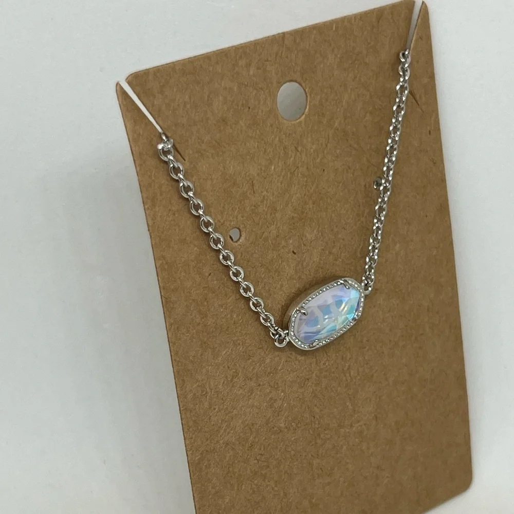NEW Silver Adjustable‎ Chain Slider Bracelet Jewelry Faux Dichroic Glass Gift